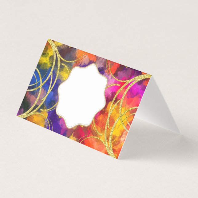 Colourful Gold Scroll any Occasion Card (Front)