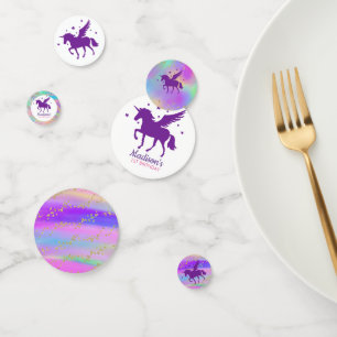 Colourful Gold Speckled Purple Unicorn Birthday Confetti
