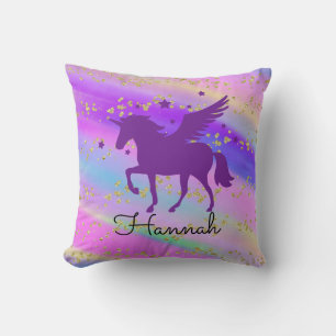 Colourful Gold Speckled Purple Unicorn Cushion