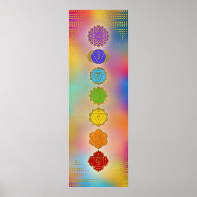 Colourful Golden Chakras composition Poster (Front)