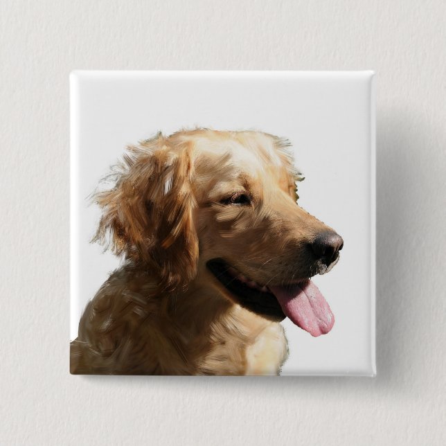 Colourful Golden Retriever Button (Front)