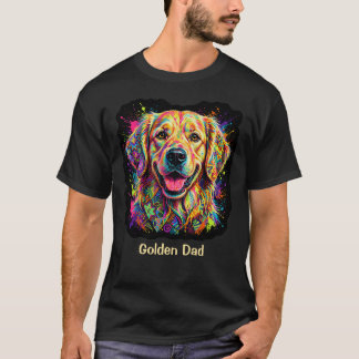 Colourful Golden Retriever Dog Golden Dad T-Shirt