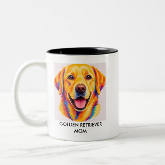Colourful Golden Retriever Mum Two-Tone Coffee Mug