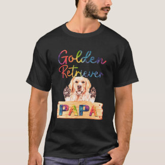 Colourful Golden Retriever Papa  Dog Dad T-Shirt