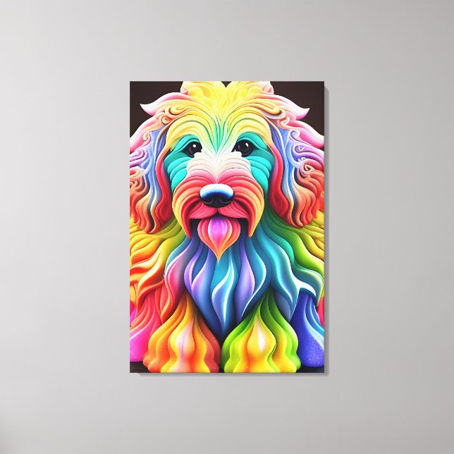 "Colourful Goldendoodle Abstract Vibrant Design Canvas Print (Front)