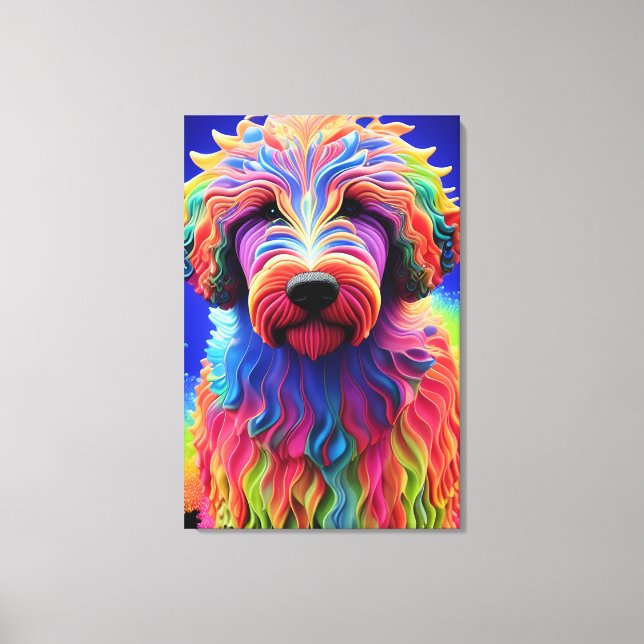 Colourful Goldendoodle Dog Abstract Canvas Print (Front)