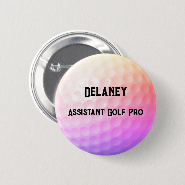 Colourful Golf Ball Dimples Personalised Name Titl 6 Cm Round Badge (Front & Back)