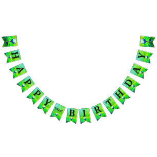 Colourful Golf Ball Sports Happy Birthday Banner