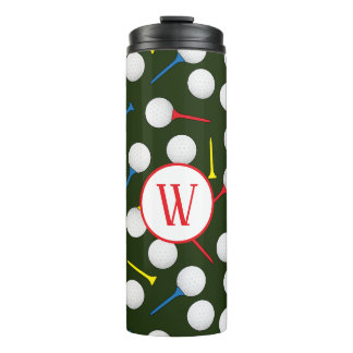 Colourful Golf Patterned Monogram Thermal Tumbler