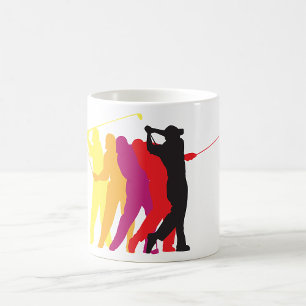 Colourful Golf Swing Silhouette Golfer Outline Coffee Mug