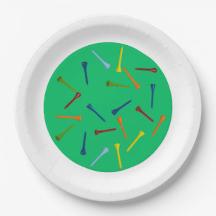 Colourful Golf Tees Golf Paper Plates