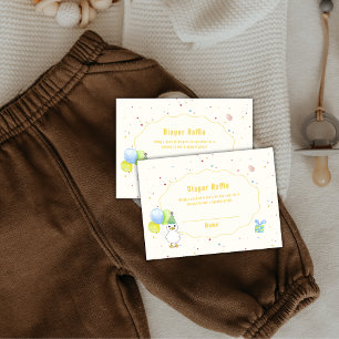 Colourful Goose Balloon Diaper Raffle Baby Shower Enclosure Card
