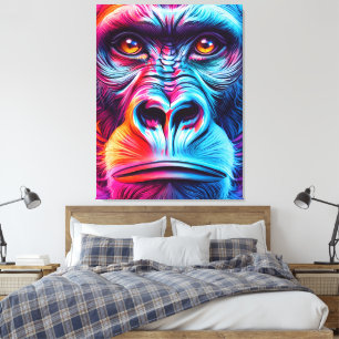 Colourful Gorilla Wall Art Print - Gorilla Monkey 