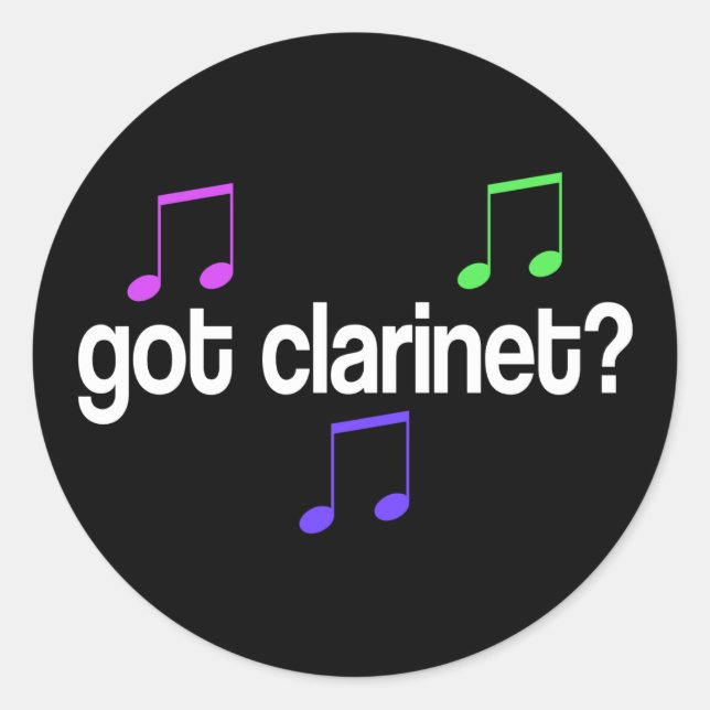 Colourful Got Clarinet Music Gift Classic Round Sticker (Front)