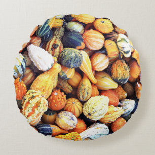 Colourful Gourds C Round Cushion