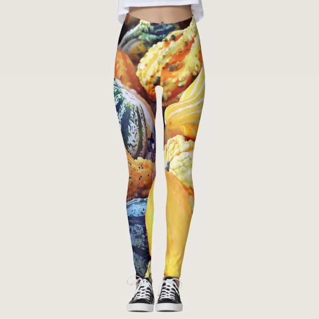 Colourful Gourds Close Up  Leggings (Front)