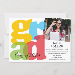 Colourful Grad 2 Photo Graduation Party Invitation