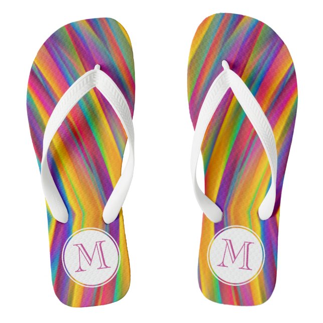 Colourful Gradient Abstract Monogram Flip Flops (Footbed)
