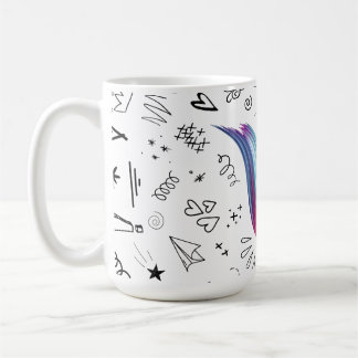 Colourful Gradient Brushstroke S with Doodles Coffee Mug