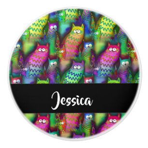 Colourful gradient cats pattern ceramic knob