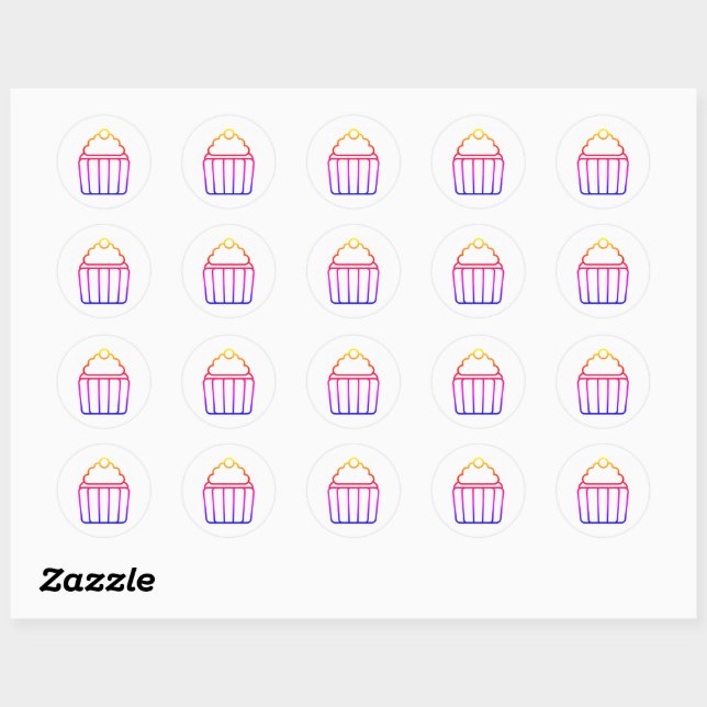 Colourful Gradient Cupcake Sticker Sheet (Sheet)