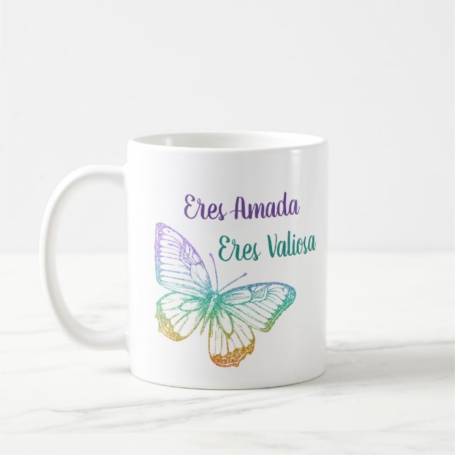 Colourful Gradient Cute Butterfly Christian  Coffee Mug (Left)
