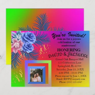 Colourful Gradient Floral Boho Modern Invitation