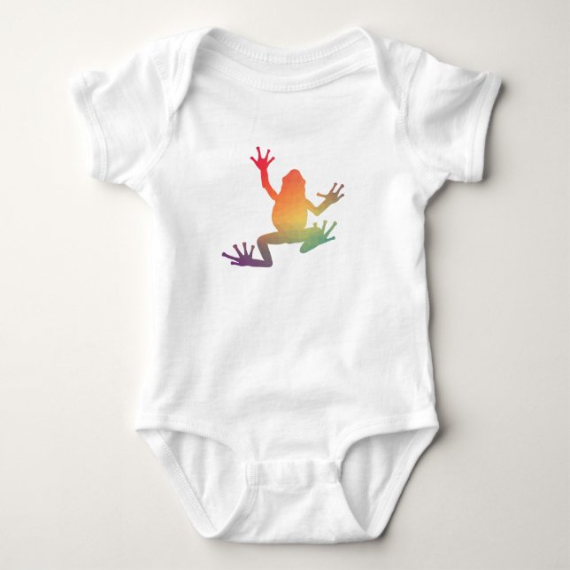 Colourful Gradient Frog Lover Gifts Baby Bodysuit (Front)