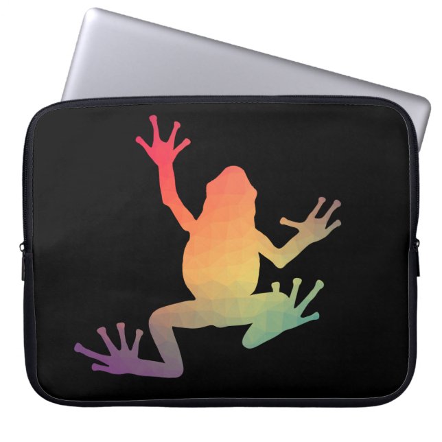 Colourful Gradient Frog Lover Gifts Laptop Sleeve (Front)