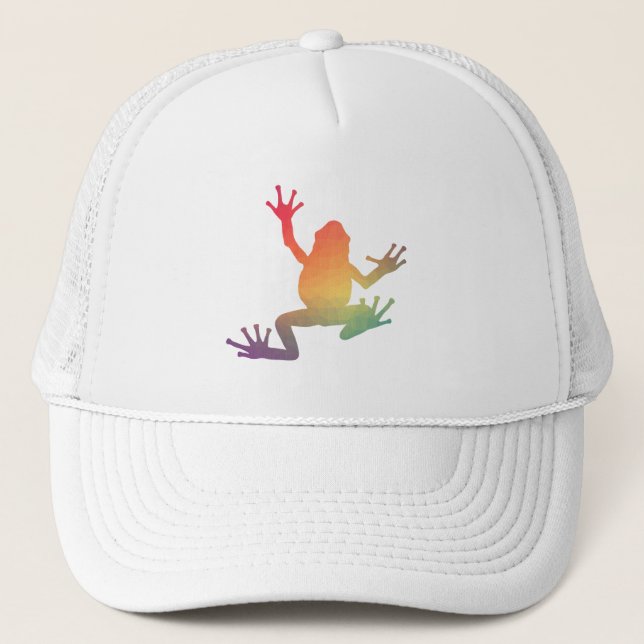 Colourful Gradient Frog Lover Gifts Trucker Hat (Front)