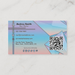 Colourful Gradient Iridescent QR Code Social Icons Business Card