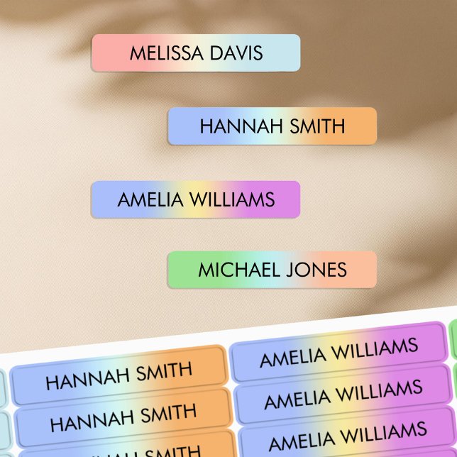 Colourful Gradient Kids Waterproof Name Labels (Creator Uploaded)