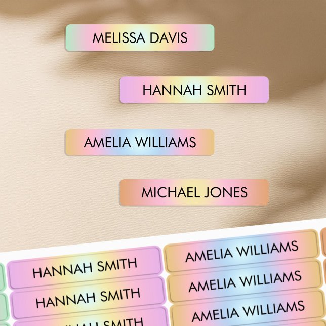 Colourful Gradient Kids Waterproof Name Labels (Creator Uploaded)