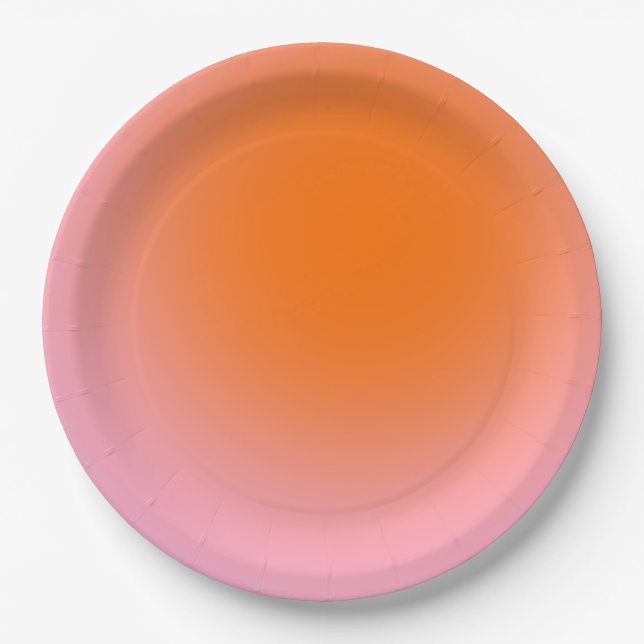 Colourful Gradient Lime Green Pink Orange Paper Plate (Front)