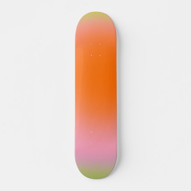 Colourful Gradient Lime Green Pink Orange Skateboard (Front)