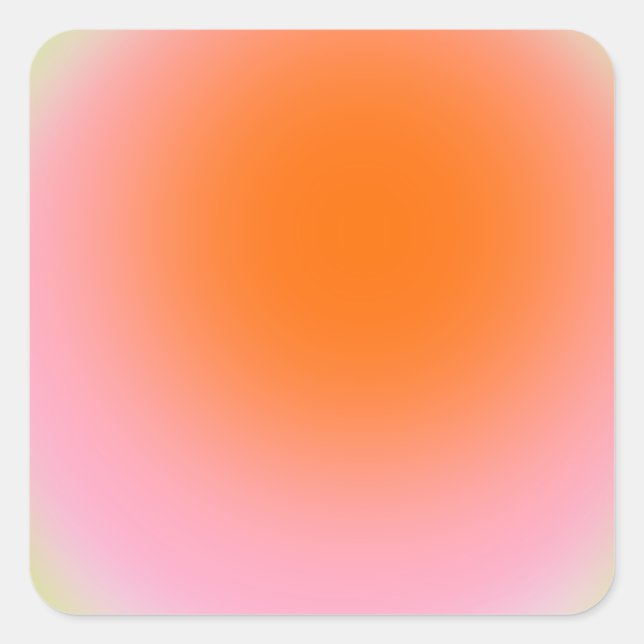 Colourful Gradient Lime Green Pink Orange Square Sticker (Front)