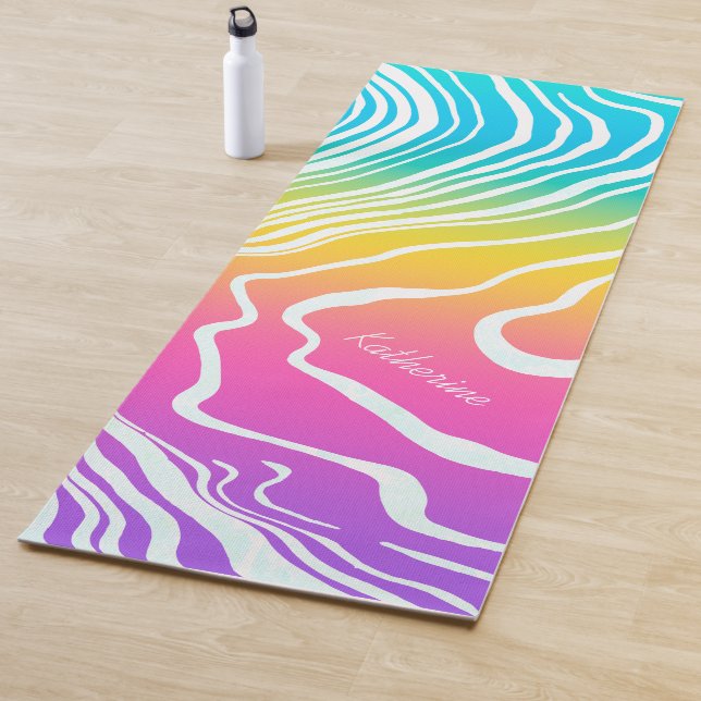 Colourful Gradient Marbled Abstract Custom Yoga Mat (In Situ)