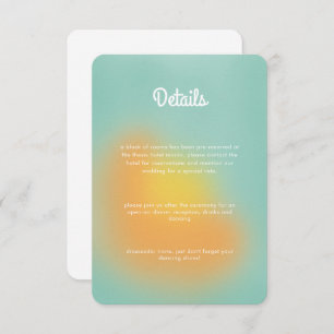 Colourful Gradient Mint Orange Wedding Enclosure Card