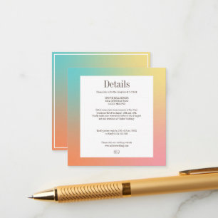 Colourful Gradient Retro Elegant Wedding Enclosure Card