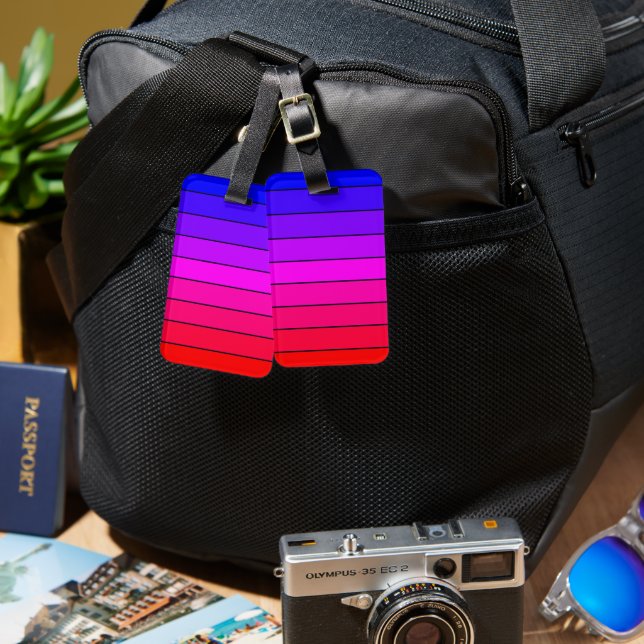Colourful Gradient Stripes Luggage Tag (Front & Back)