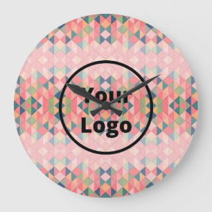 Colourful gradient trangles pattern large clock
