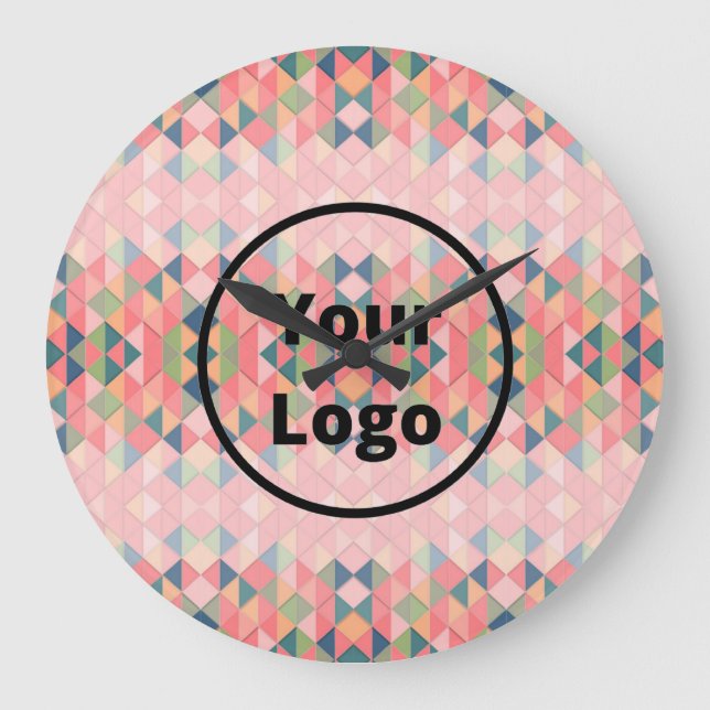 Colourful gradient trangles pattern large clock (Front)