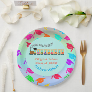 Colourful Graduation Cap Graduation Train Paper Plate