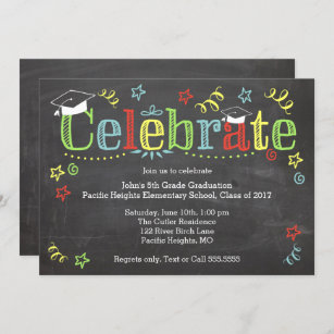 Colourful Graduation Invitaiton, Chalkboard Invitation