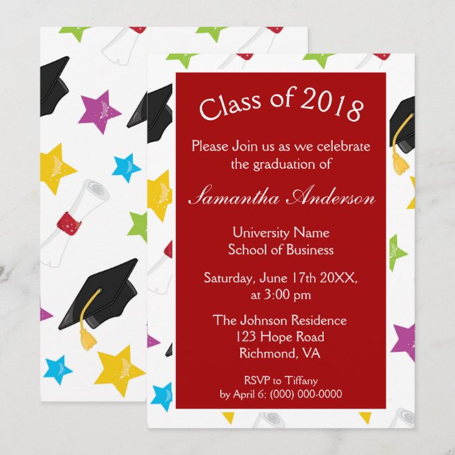 Colourful Graduation Party Invitation (Front/Back)