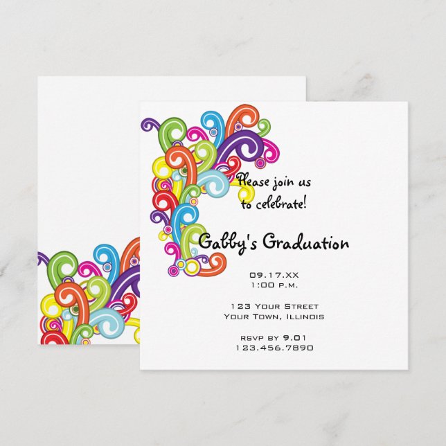 Colourful Graduation Party Invitation (Front/Back)
