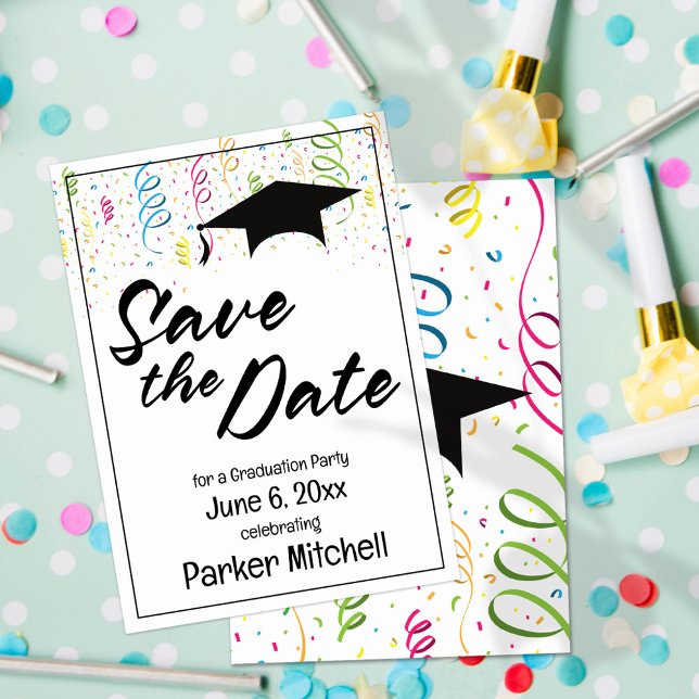 Colourful Graduation Party Save the Date Card (Creator Uploaded)