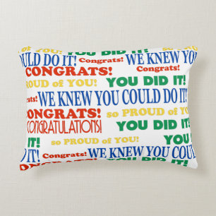 Colourful Graduation Word Art Accent Pillow