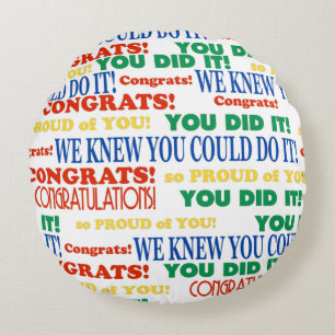 Colourful Graduation Word Art Round Pillow