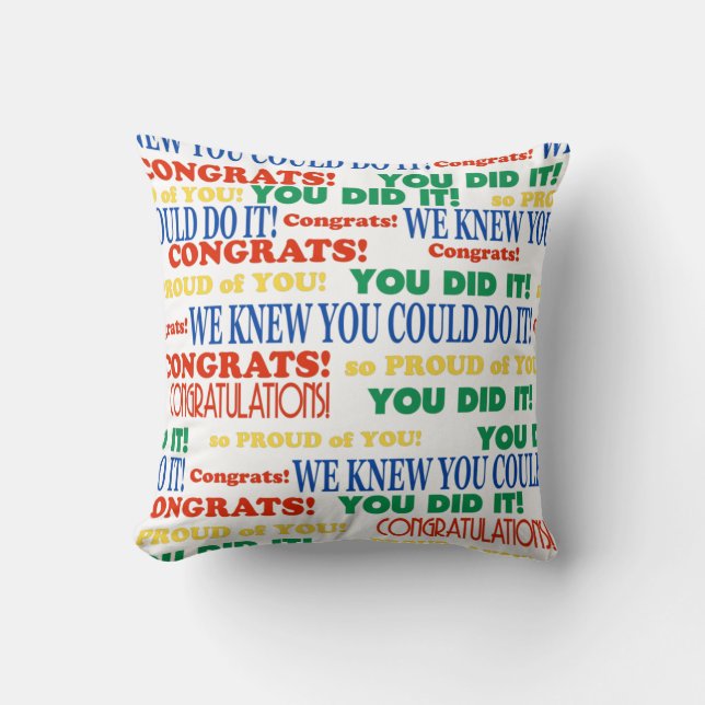 Colourful Graduation Word Art Throw Pillow (Front)